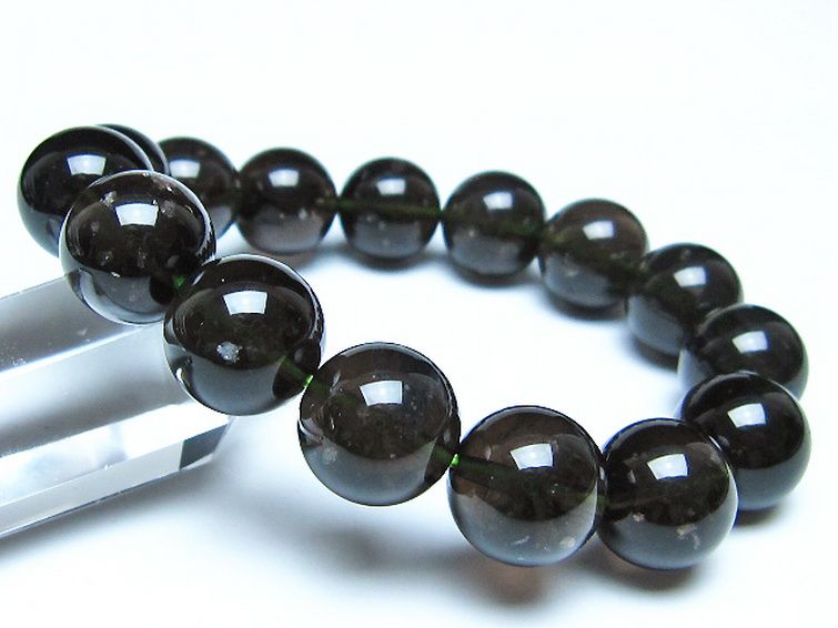 チンターマニストーン アリゾナ州産 天然ガラス ブレスレット（サフォーダイト/シリウス隕石） 15mm [t520-1860] 1枚目