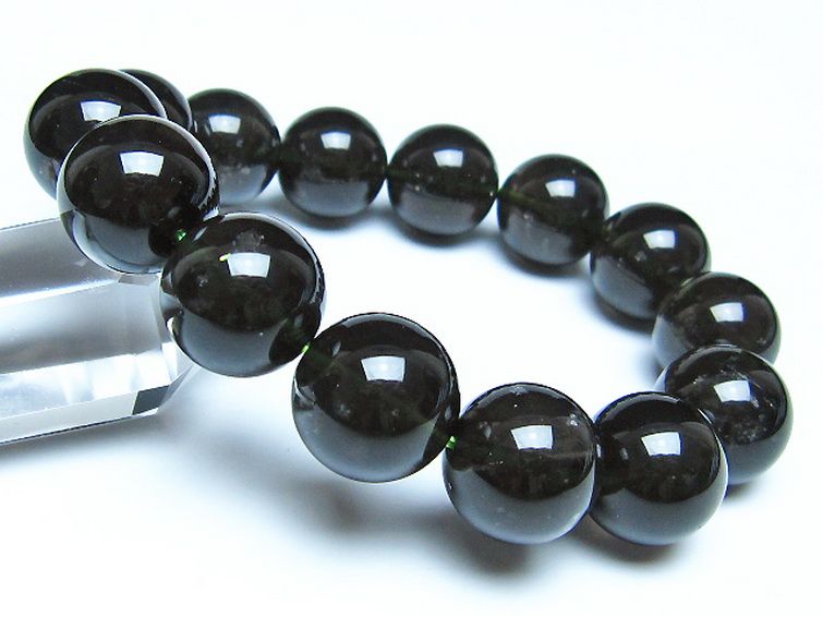 チンターマニストーン アリゾナ州産 天然ガラス ブレスレット（サフォーダイト/シリウス隕石） 15mm [t520-1863] 1枚目