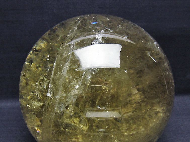 3.6Kg虹入りシトリン水晶丸玉 140mm [t529-5934] 2枚目