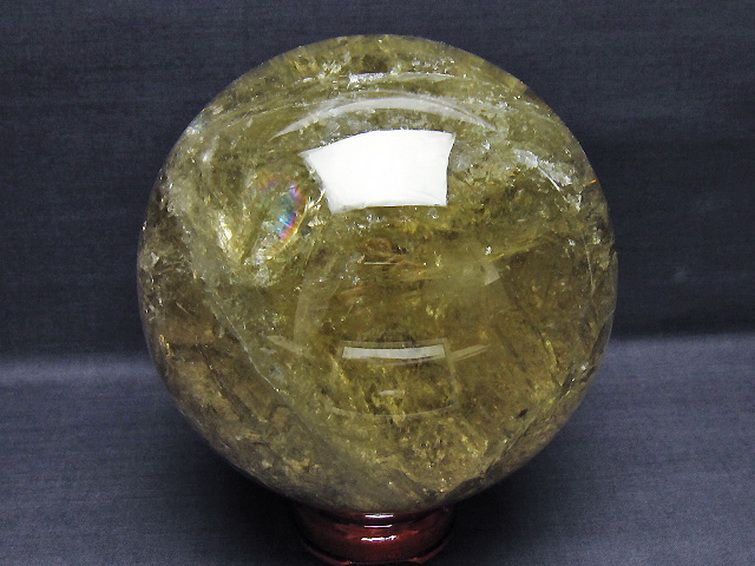 3.6Kg虹入りシトリン水晶丸玉 140mm [t529-5934] 3枚目