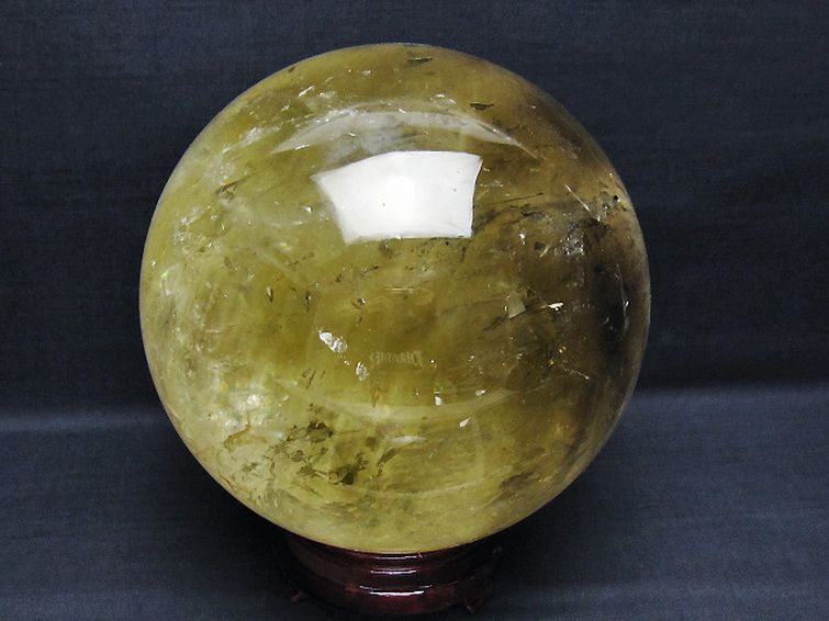 7.3Kg虹入りシトリン水晶丸玉 175mm [t529-5952] 3枚目