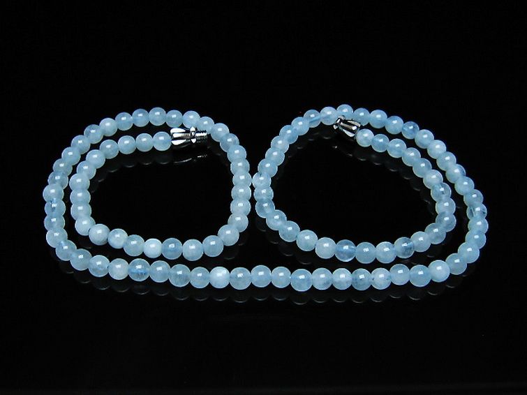 アクアマリンネックレス 4mm [t556-3505] 1枚目