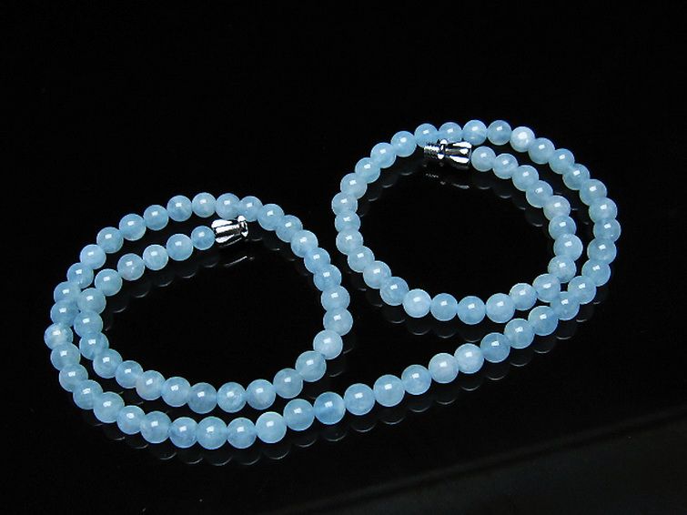 アクアマリンネックレス 4mm [t556-3563] 1枚目