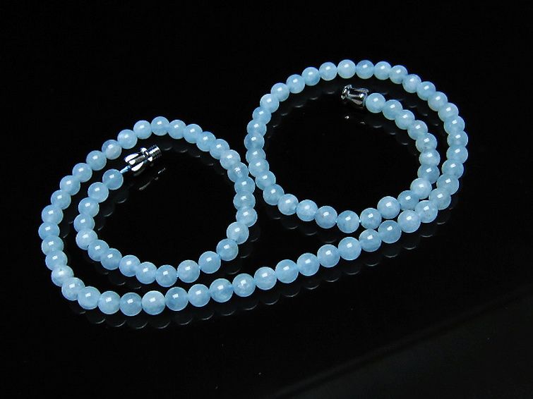 アクアマリンネックレス 4mm [t556-3567] 1枚目
