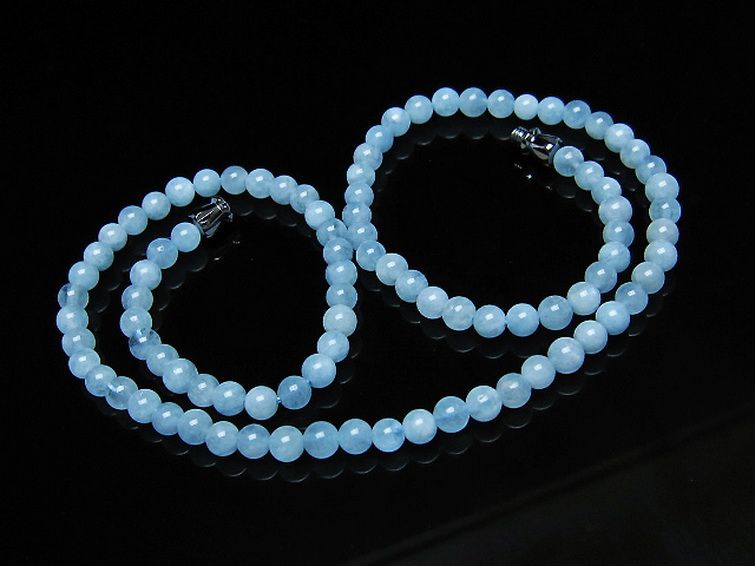 アクアマリンネックレス 4mm [t556-3572] 1枚目