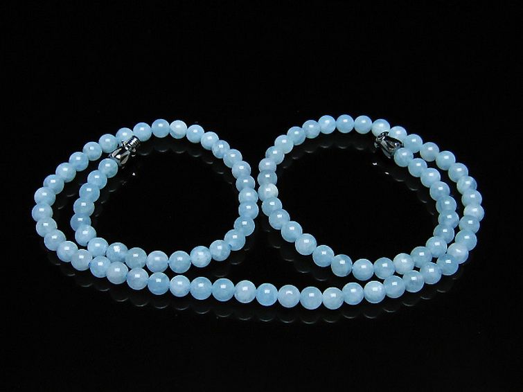 アクアマリンネックレス 4mm [t556-3577] 1枚目