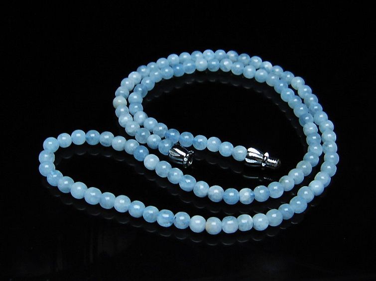 アクアマリンネックレス 4mm [t556-3578] 1枚目