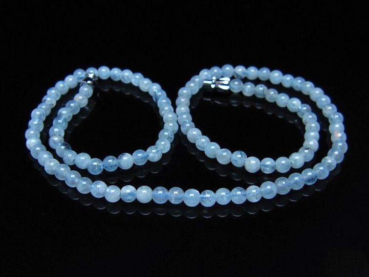 アクアマリンネックレス 4mm [t556-3730] 1枚目