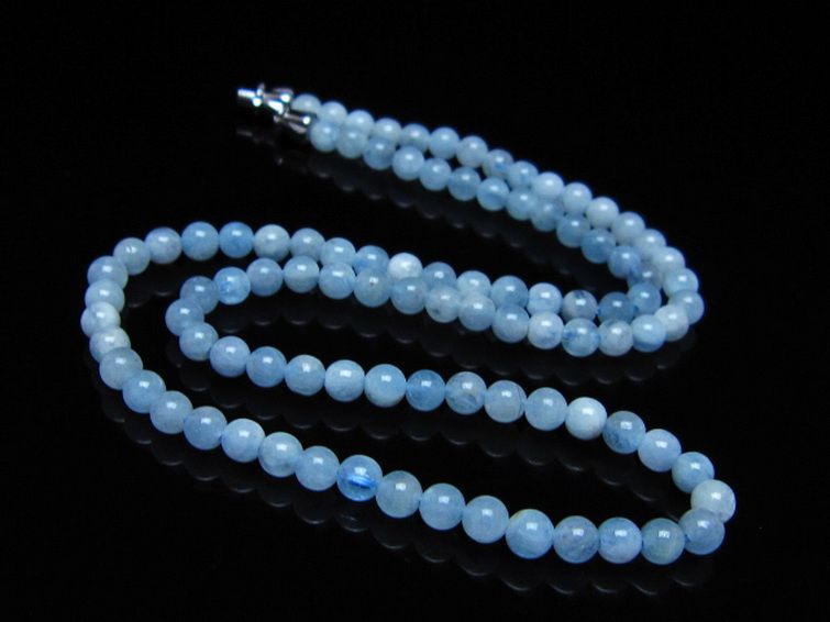 アクアマリンネックレス 4mm [T556-3769] 1枚目