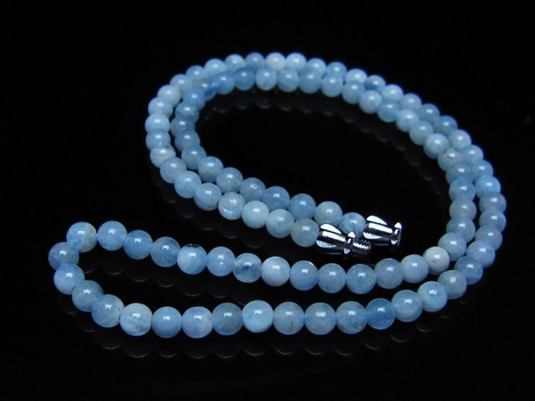 アクアマリンネックレス 4mm [T556-3769] 2枚目