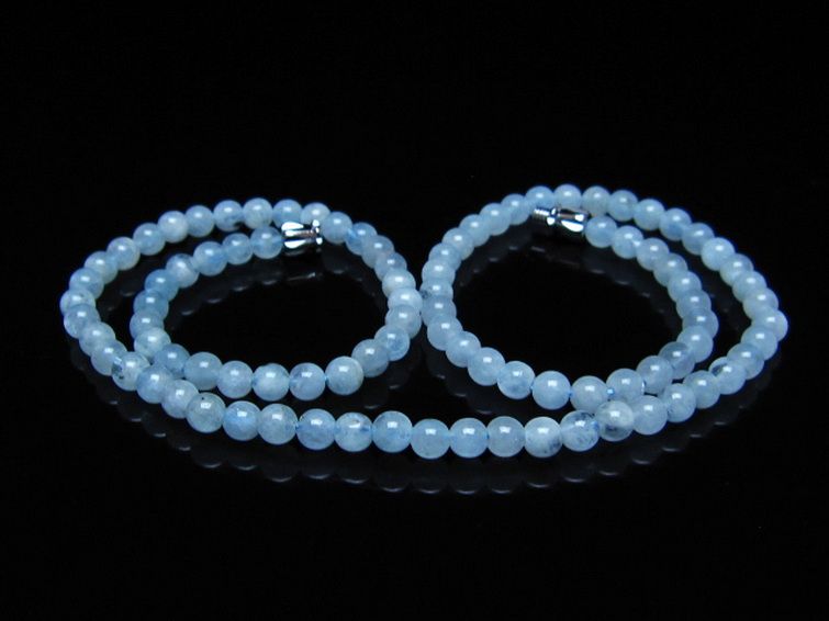 アクアマリンネックレス 4mm [T556-3773] 1枚目