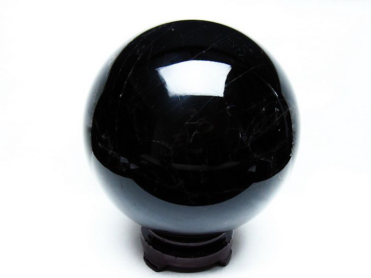 5.6Kgモリオン 純天然 黒水晶 丸玉 165mm [T572-10840] 3枚目