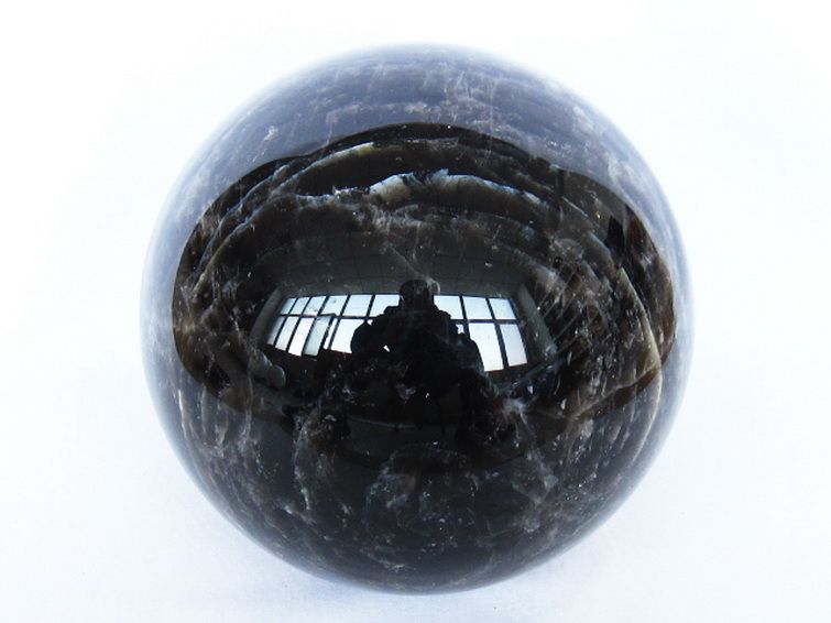 12.1Kgモリオン 純天然 黒水晶 丸玉 210mm [t572-12101] 1枚目