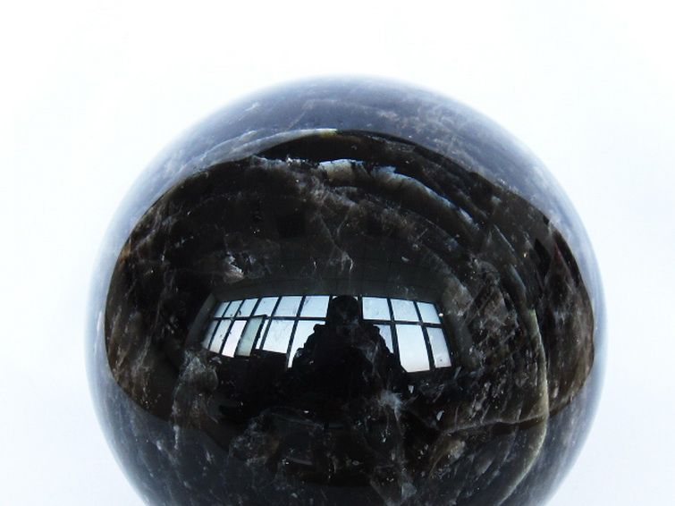 12.1Kgモリオン 純天然 黒水晶 丸玉 210mm [t572-12101] 2枚目