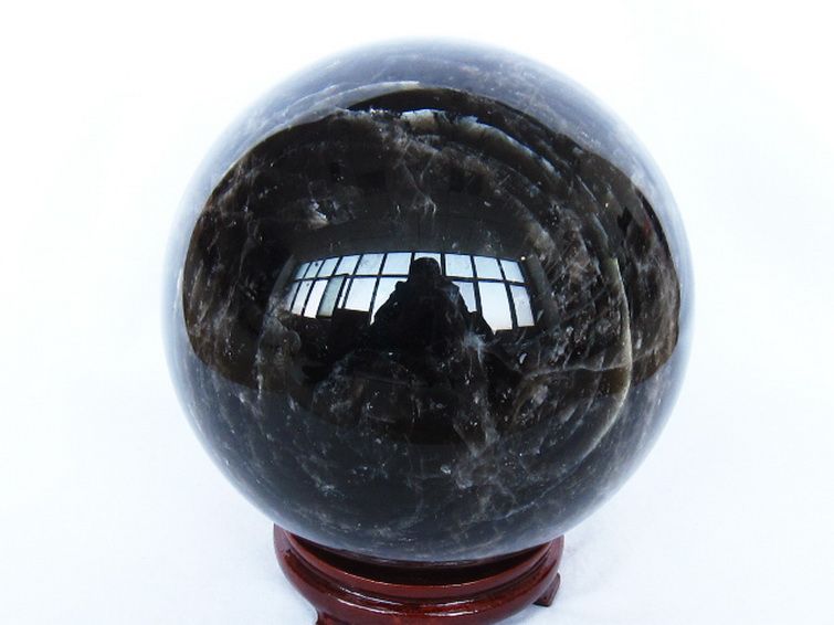 12.1Kgモリオン 純天然 黒水晶 丸玉 210mm [t572-12101] 3枚目