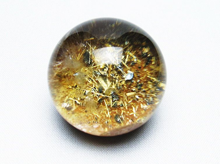 天然石 ゴールドタイチンルチル入り水晶丸玉35mm[T637-4397]