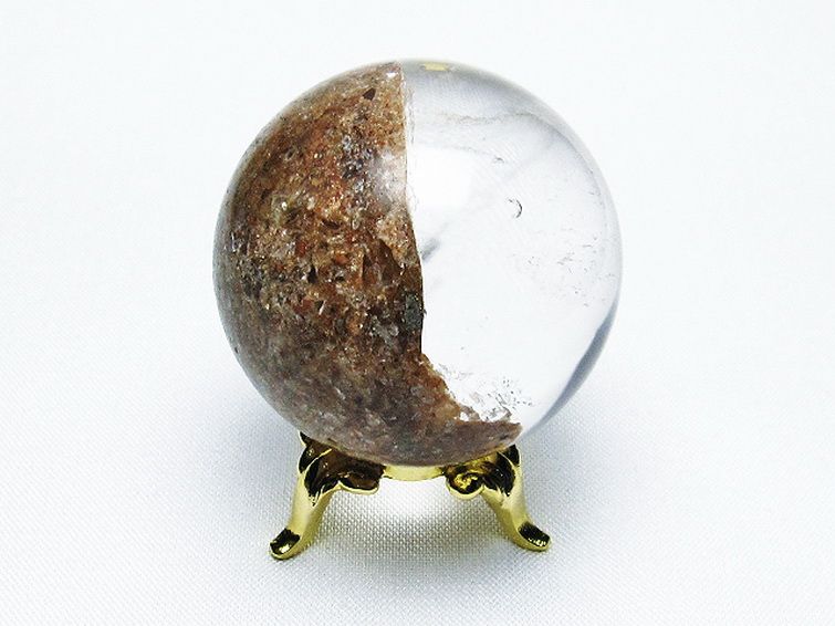 天然石 ゴールドタイチンルチル入り水晶丸玉41mm[T637-4438] 3枚目