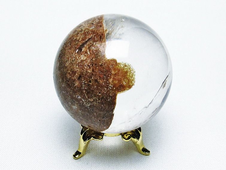 天然石 ゴールドタイチンルチル入り水晶丸玉43mm[T637-4449] 3枚目