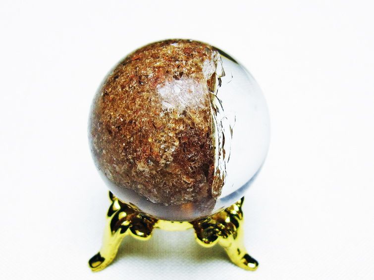 ゴールドタイチンルチル入り水晶丸玉 28mm [T637-4624] 3枚目