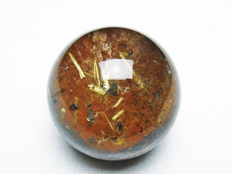 ゴールドタイチンルチル入り水晶丸玉 36mm [T637-4642] 1枚目