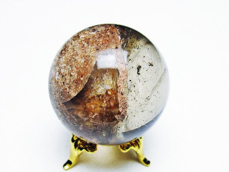 ゴールドタイチンルチル入り水晶丸玉 36mm [T637-4642] 3枚目