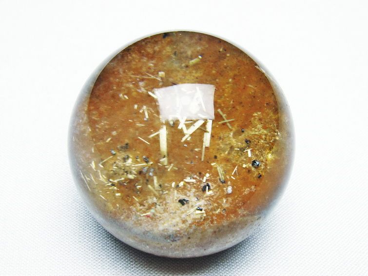 ゴールドタイチンルチル入り水晶丸玉 42mm [T637-4670] 1枚目