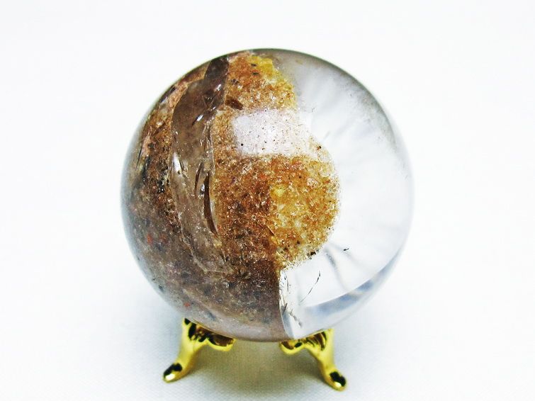 ゴールドタイチンルチル入り水晶丸玉 42mm [T637-4670] 3枚目