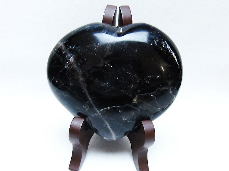 モリオン 純天然 黒水晶 ハート 置物[T643-4726] 1枚目