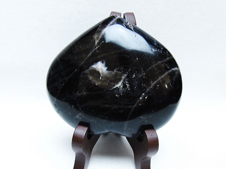 モリオン 純天然 黒水晶 ハート 置物[T643-4726] 2枚目