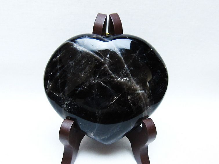 モリオン 純天然 黒水晶 ハート 置物[T643-4729] 1枚目
