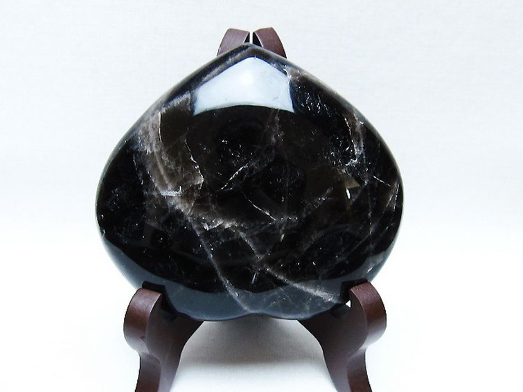 モリオン 純天然 黒水晶 ハート 置物[T643-4729] 2枚目