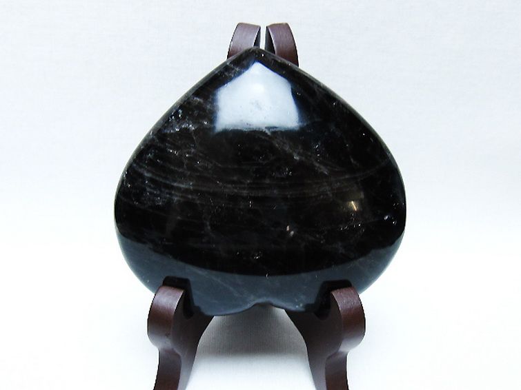 モリオン 純天然 黒水晶 ハート 置物[T643-4736] 2枚目