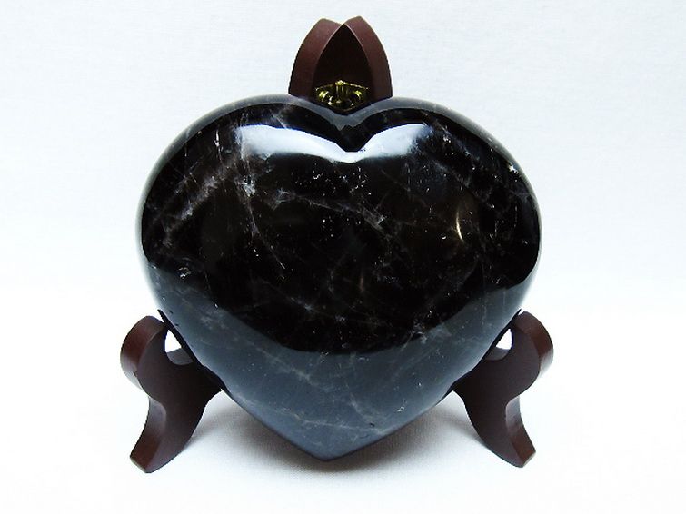 モリオン 純天然 黒水晶 ハート 置物 [t643-4742] 1枚目