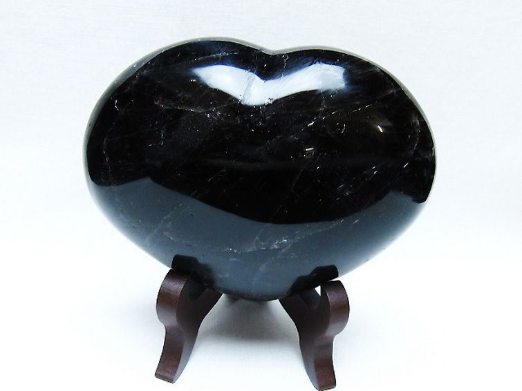 モリオン 純天然 黒水晶 ハート 置物 [t643-4746]