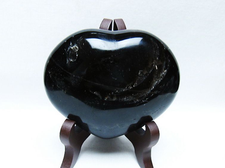 モリオン 純天然 黒水晶 ハート 置物 [t643-4751] 1枚目