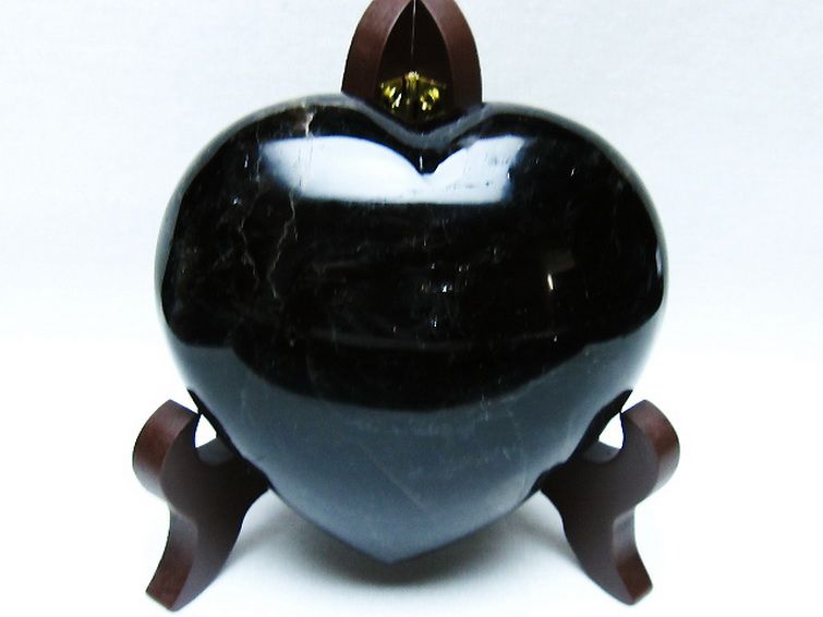 モリオン 純天然 黒水晶 ハート 置物 [t643-4756] 1枚目