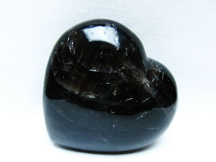 パワーストーン 天然石 モリオン 純天然 黒水晶 ハート 置物[T643-4757]