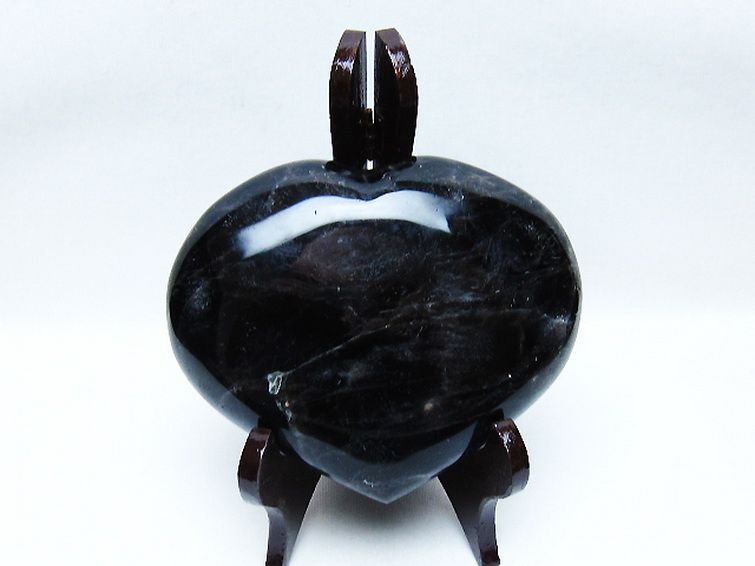 モリオン 純天然 黒水晶 ハート 置物[T643-4764] 1枚目