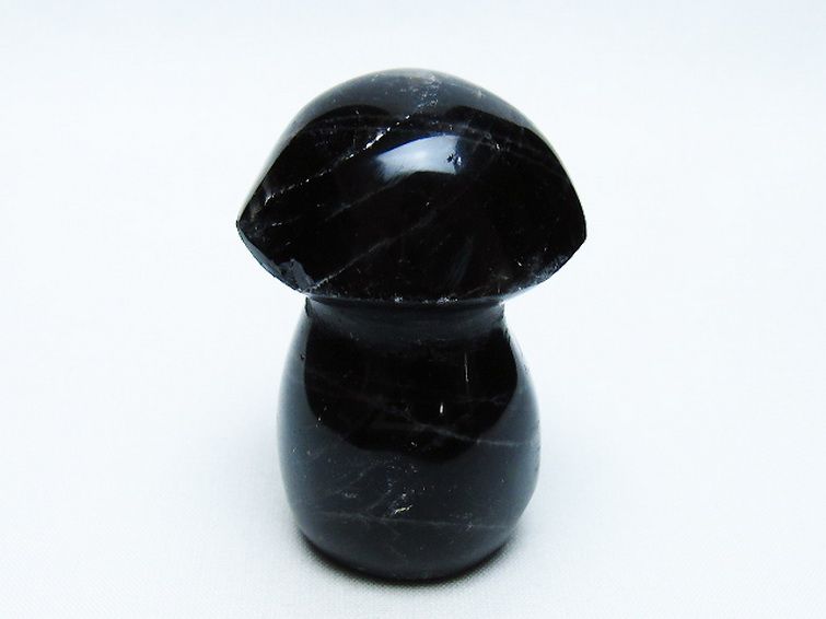 モリオン 純天然 黒水晶 きのこ 置物[T653-4145] 1枚目
