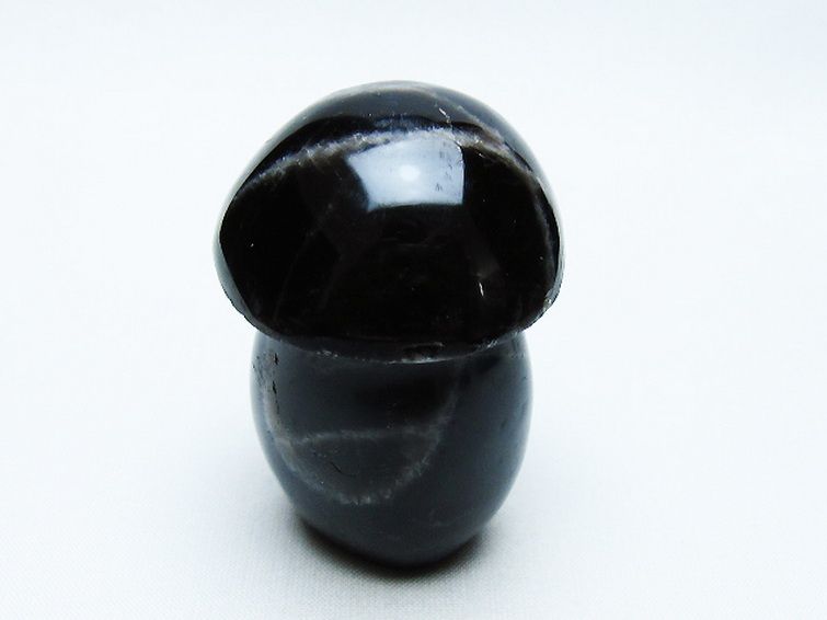モリオン 純天然 黒水晶 きのこ 置物[T653-4156] 1枚目