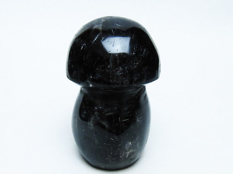 モリオン 純天然 黒水晶 きのこ 置物[T653-4164] 1枚目