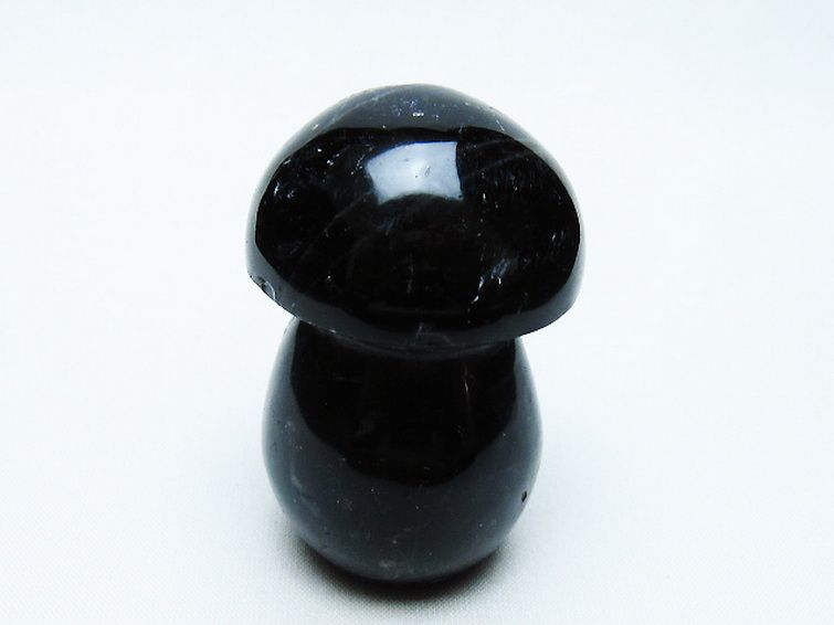 モリオン 純天然 黒水晶 きのこ 置物[T653-4187] 1枚目