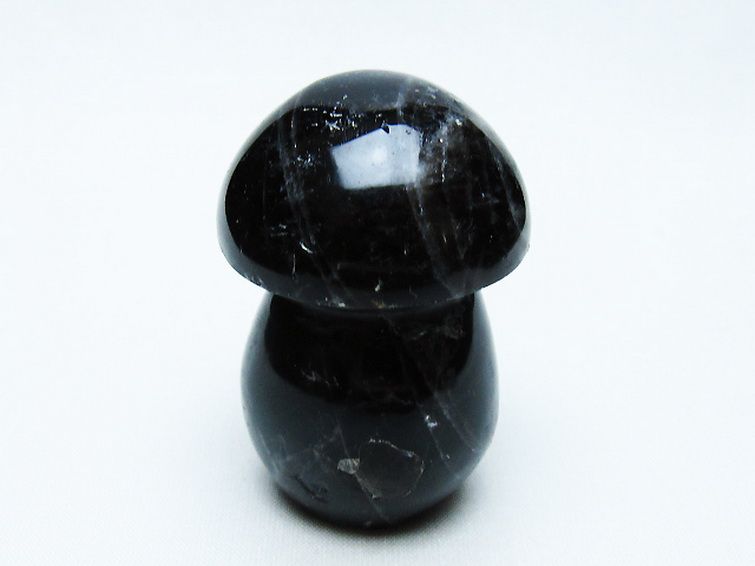 パワーストーン 天然石 モリオン 純天然 黒水晶 きのこ 置物[T653-4187]