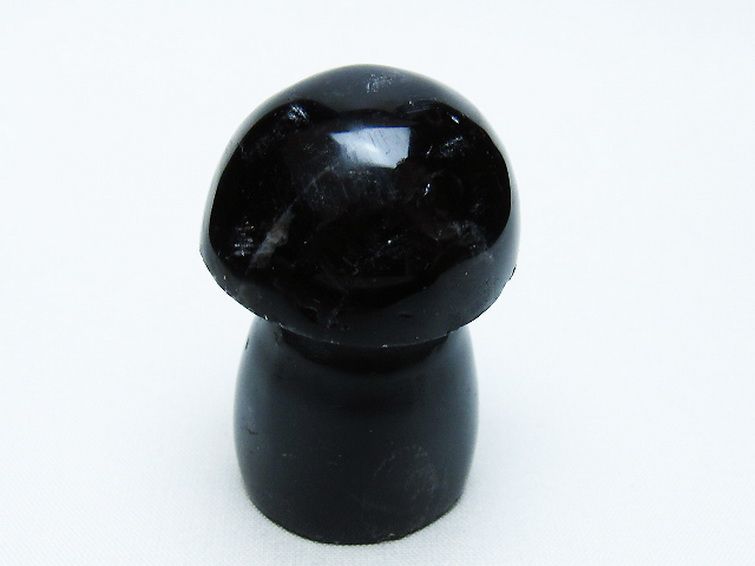 モリオン 純天然 黒水晶 きのこ 置物[T653-4195] 1枚目