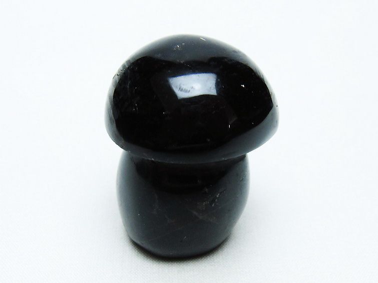 モリオン 純天然 黒水晶 きのこ 置物[T653-4217] 1枚目
