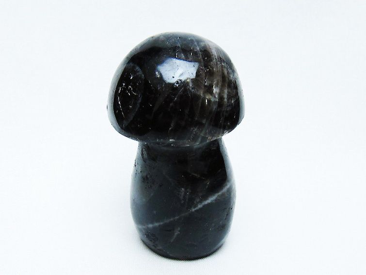 モリオン 純天然 黒水晶 きのこ 置物[T653-4306] 1枚目