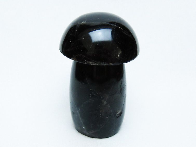 モリオン 純天然 黒水晶 きのこ 置物[T653-4334] 1枚目