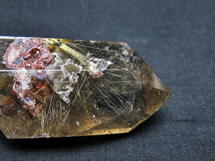 ☆超豪華☆ゴールド、プラチナルチルの最強パワー☆高透明度 ルチルクォーツ 六角柱 至高の逸品】☆超透明な巨珠！☆絶大な存在感！☆黄金の輝き