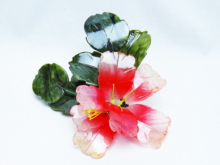 アゲートツツジ鉢植え置物[T726-1579] 1枚目