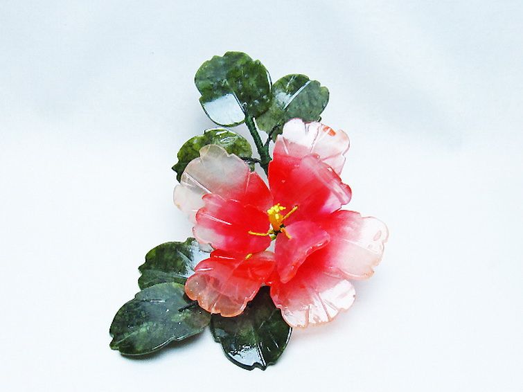 アゲートツツジ鉢植え置物[T726-1584] 1枚目